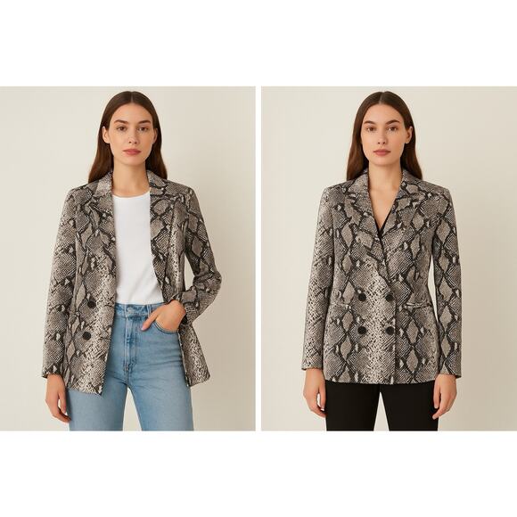 Misguided snake print python double breasted blazer 6 - Picture 1 of 8
